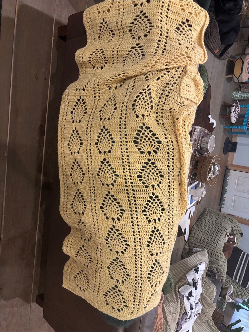 Handcrafted Yellow Crochet throw